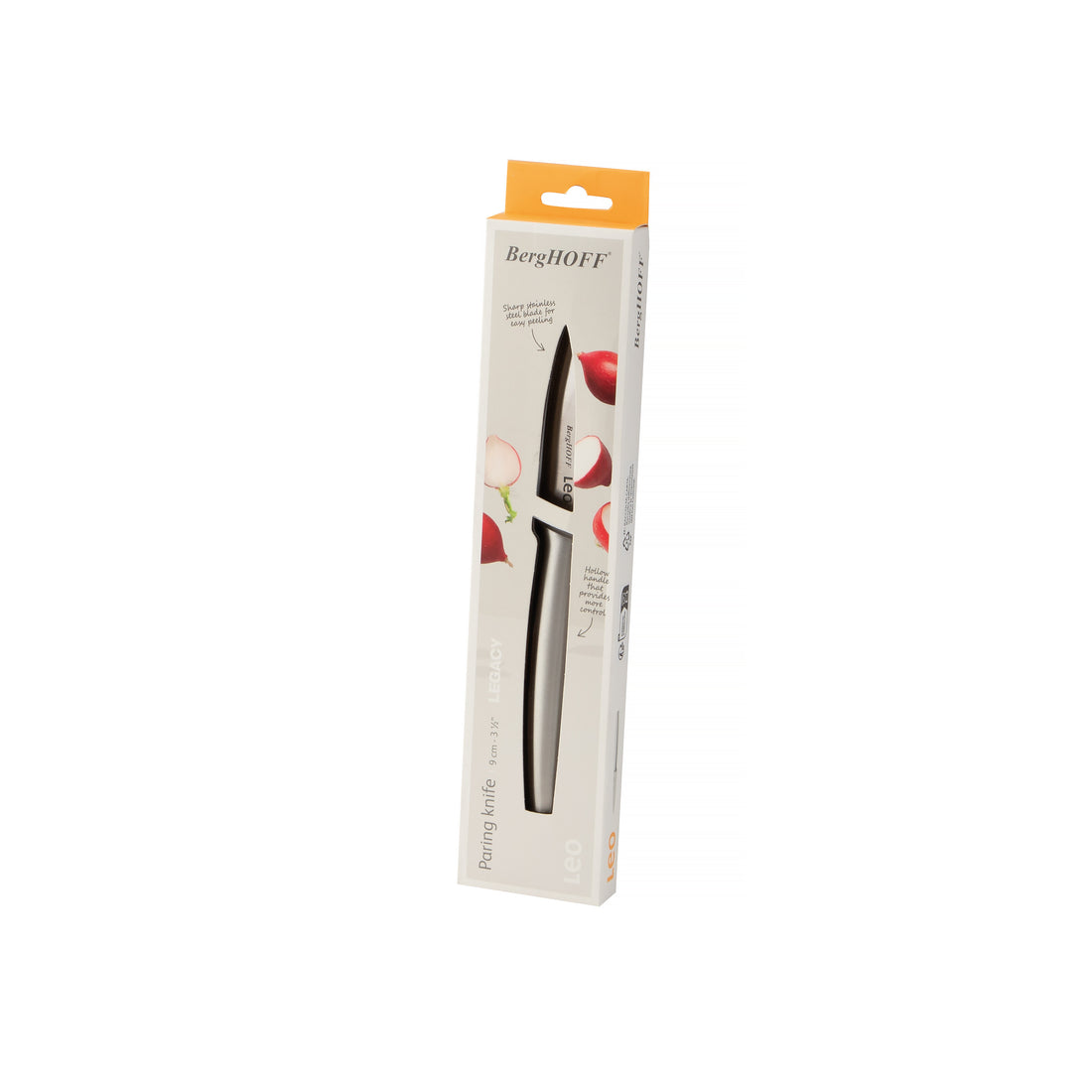 BergHOFF Paring Knife 9cm - Legacy Series with Hollow Stainless Steel Handle for Easy Precision Cutting
