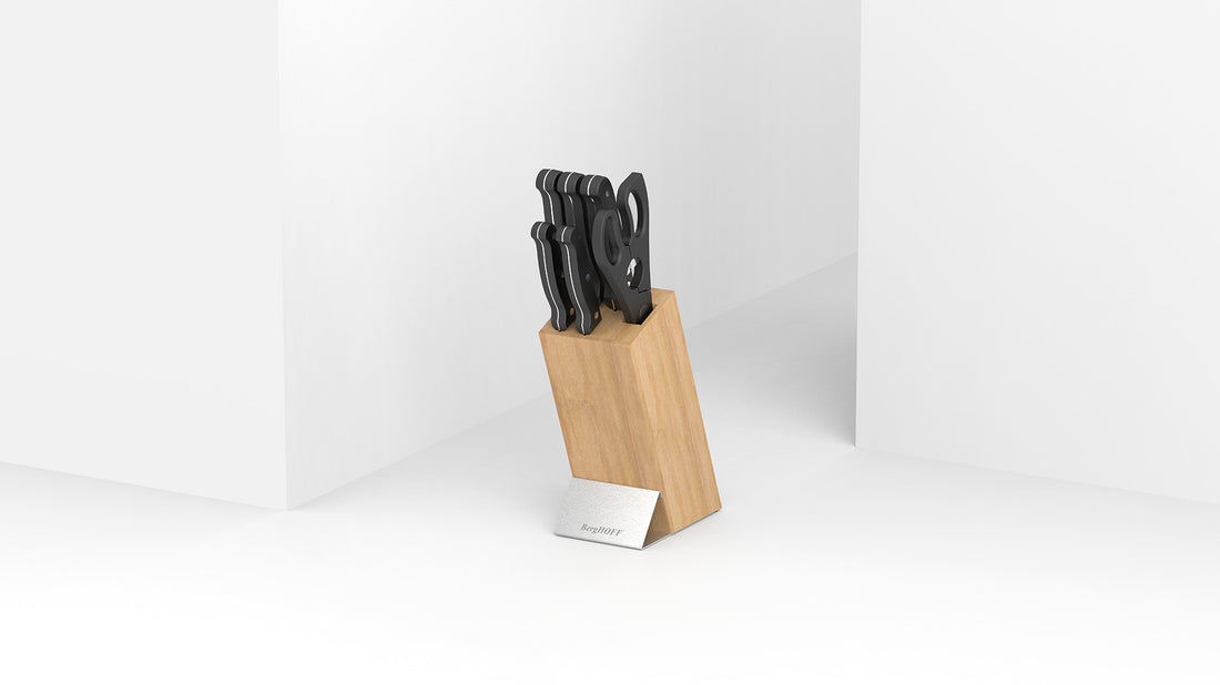 BergHOFF 7-Piece Knife Block Set - Pica Series with Bamboo Block and Hand-Sharpened Stainless Steel Blades