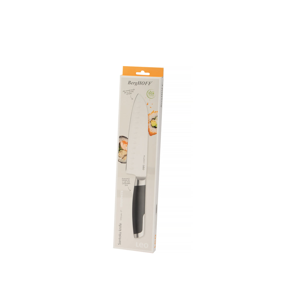 BergHOFF Santoku Knife 17.5cm - Graphite Series Japanese-Style Stainless Steel with Secure Grip