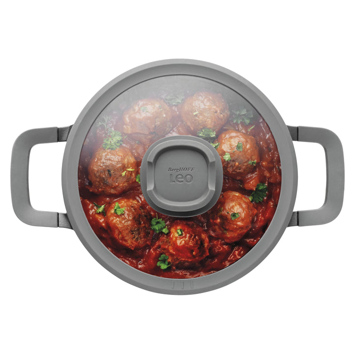 BergHOFF 20cm Covered Casserole – Stone+ Series with Straining Lid and Removable Silicone Grips