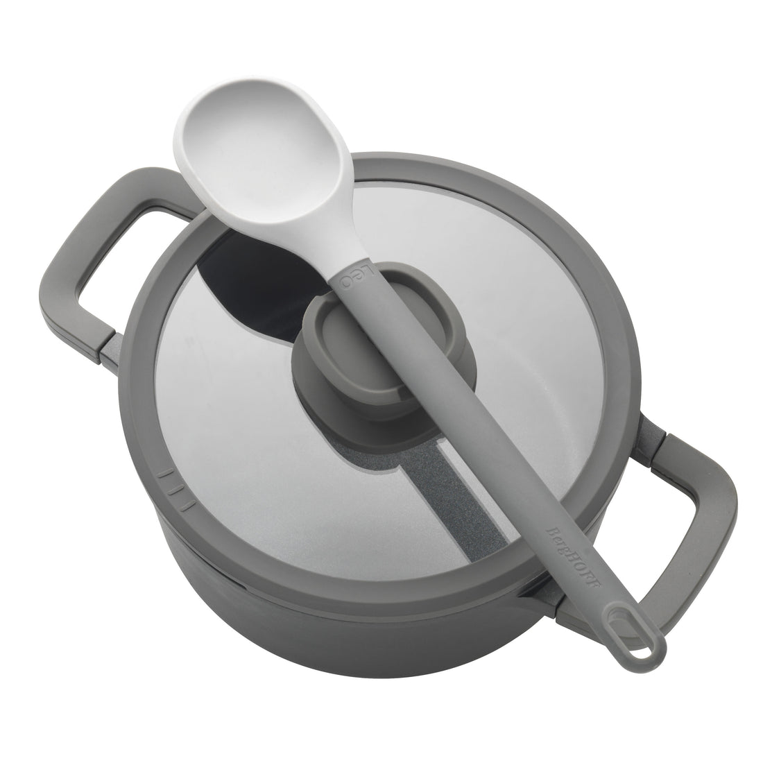 BergHOFF 28cm Covered Wok - Stone+ Series with Induction Base and Glass Lid with Strainer