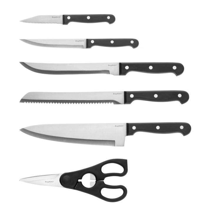 BergHOFF 7-Piece Knife Block Set - Pica Series with Bamboo Block and Hand-Sharpened Stainless Steel Blades